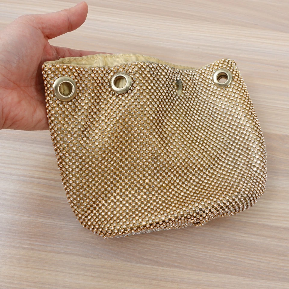 Vtg Diamond Bucket Bag Studded Rhinestone Fashion Evening Party Bucket Sequin - Image 3 of 4