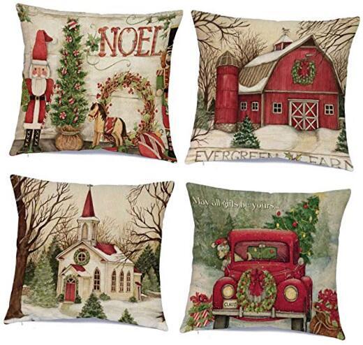 18x18 Inch Christmas Pillow Covers Set of 4 – Festive Holiday Decor-image