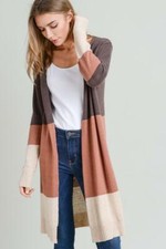 Kendall Color Block Long Sleeve Open Cardigan