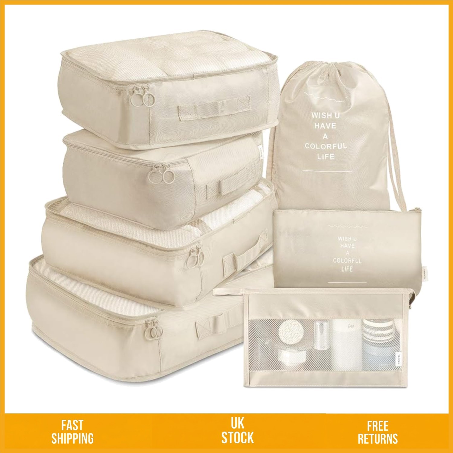 Versatile Luggage Packing Cube Organizers Waterproof Travel Storage Set 7 Pcs