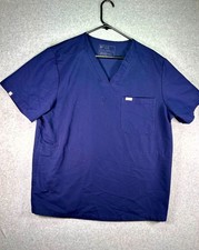 Figs Chisec Scrub Top Mens XL Blue Stretch V Neck Anti Wrinkle Classic Stained