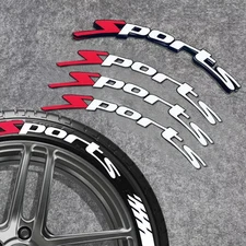 8Pcs 3D Letters Rubber Sticker Set Car Tire Wheel Sticker Decal Trims Sports DIY