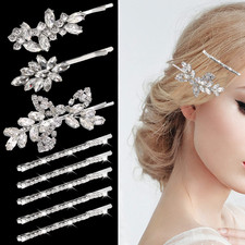 8 Pieces Rhinestone Bridal Hair Clip, Leaf Wedding Hair Pins Crystal Hair Clips,