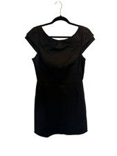Halston Heritage cap sleeve black mini dress size 10