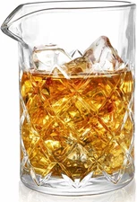 Seamless Crystal Cocktail Mixing Glass for Stirring Drinks, 16Oz Thick Bottom Ba