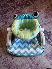 Fisher-Price Sit-Me-Up Baby Portable Frog Seat Green Blue White