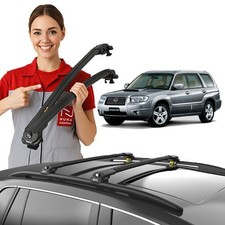 Subaru Forester Sg 2003-2007 Roof Rack Cross Bars Black Raised Rails Pair Turtle