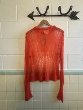 Rick Owens Orange Sweater S/S 2022  OG Cotton Made Italy US 40 Large 34 White