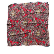 Men's 100 Handmade Silk Twill Pocket Square Red Retro Paisley 15" Unbranded