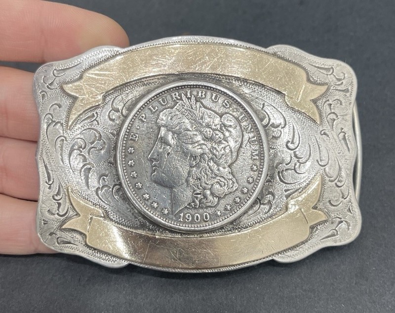 The Western Belt Buckle Sterling Silver Morgan Dollar  & 10K Gold Reno Nevada
