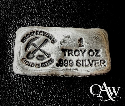#ad Prospectors 1 TROY OZ .999 FINE SILVER Hand Poured Loaf 💰RARE BAR 💰 $105.25