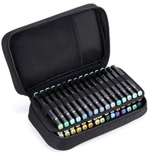 Large Capacity Black Zip Up Storage Bag Pouch for Markers