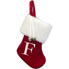 Kurt Adler Monogrammed  F  Miniature Christmas Stocking, 7in