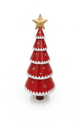 WEIHNACHTSBAUM AUS BLECH 33 CM KIEFER GRÜN ROT DEKO WEIHNACHTSSCHMUCK