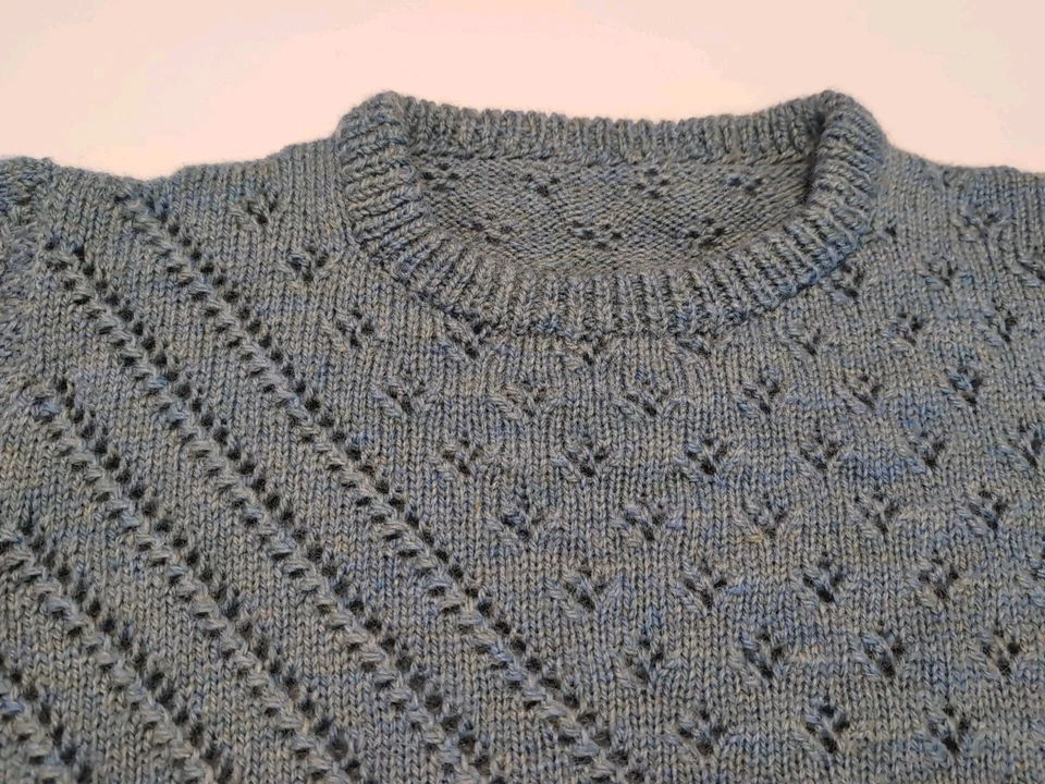 Suéter suéter de lana hecho a mano azul jaspeado para mujer pequeño mediano Foto 2 de 4