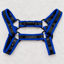 Mr. S Leather Neoprene Bulldog Chest Harness Black Royal Blue Men  s Medium M
