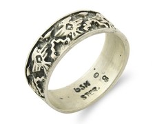 Navajo Band Ring Sterling Silver Vintage Authentic Signed BSM Size 8.0