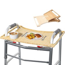Walker Tray for Folding Walker, Bamboo Tray with Cup Holder,Foldable Walker A...