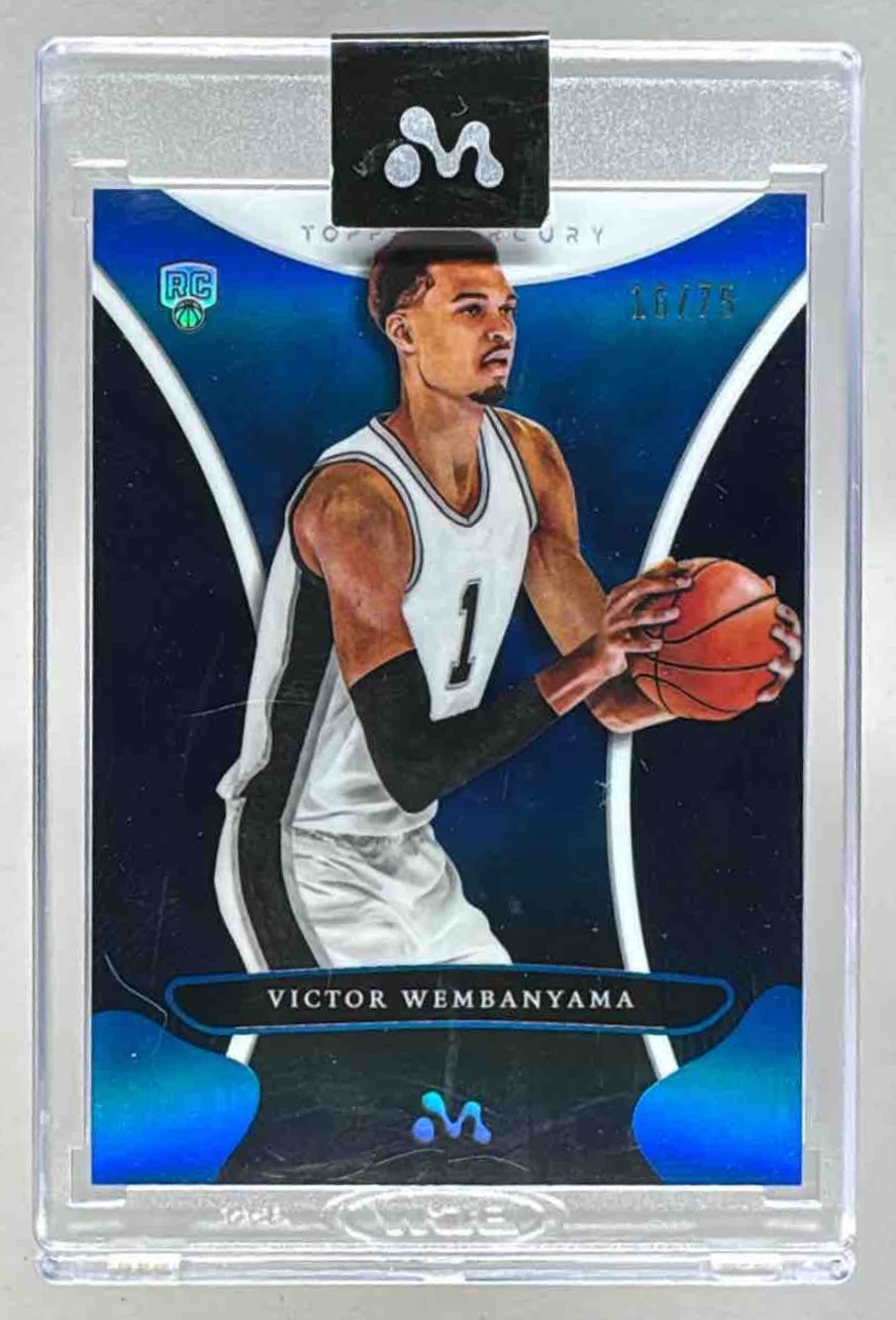 Victor Wembanyama 2023 Topps Mercury #8. Blue Refractor Rookie RC /75