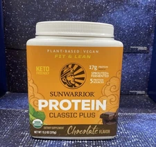 Sunwarrior Protein Classic, Plant-Based & Keto Chocolate Flavor 13.2 Oz Exp Read