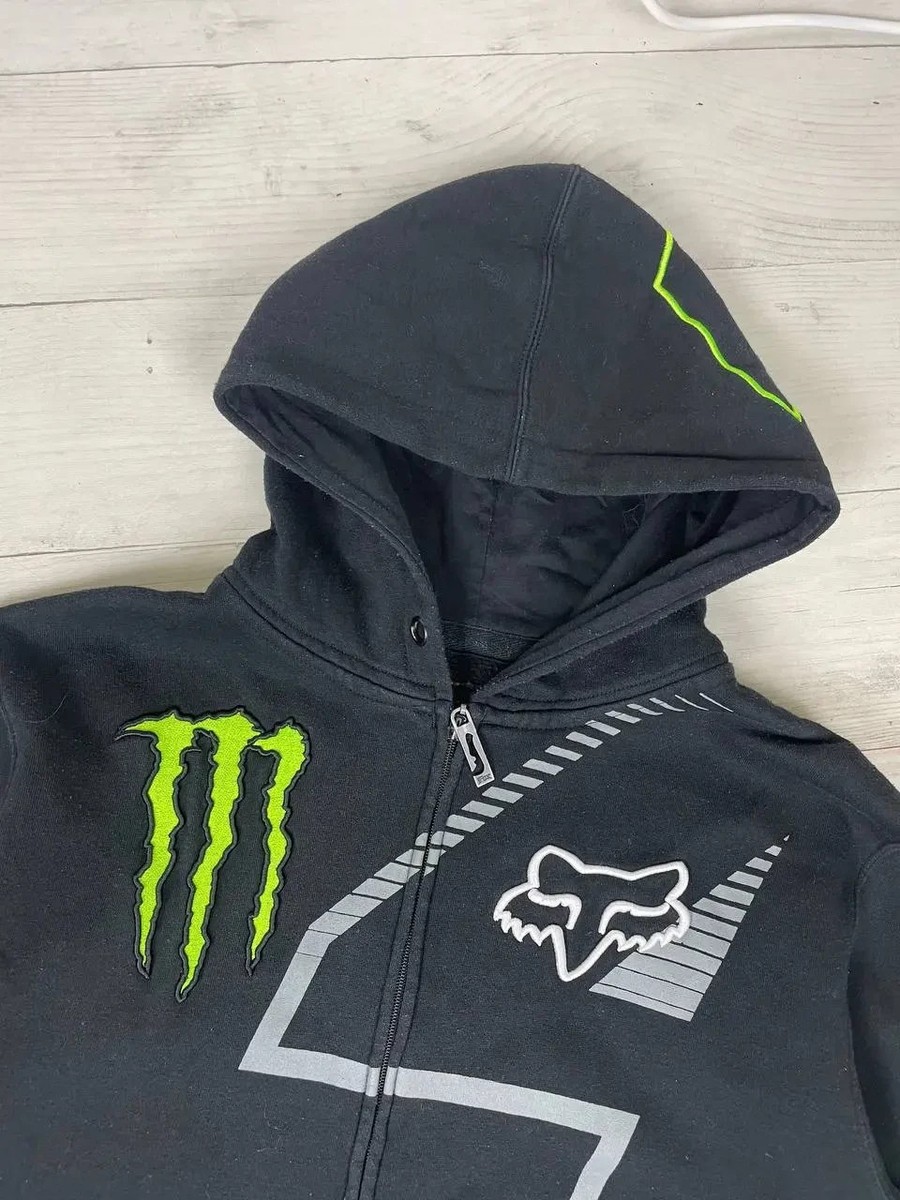 Fox Monster Energy Big Logo Racing Hoodie Moto Men Sz M black | eBay