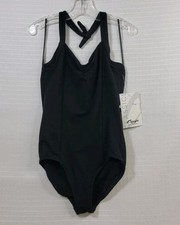 Capezio Black V-neck Camisole Leotard and Strappy Tie Back SZ CM