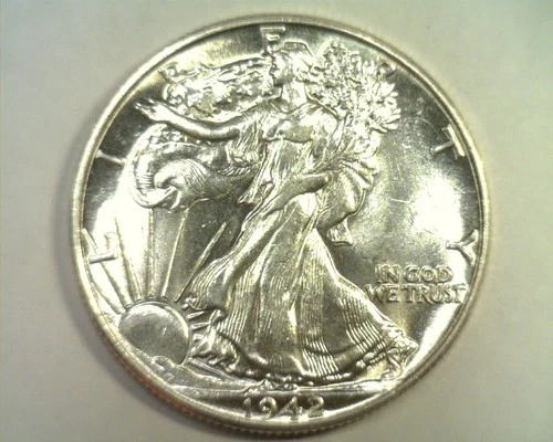 1942 WALKING LIBERTY HALF UNCIRCULATED UNC. NICE ORIGINAL COIN FROM BOBS COINS