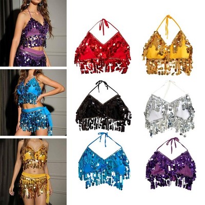 Bauchtanz--Top Rave Damen Tanzbekleidung Glitzer-Accessoires Bauchtanz-Kostüm