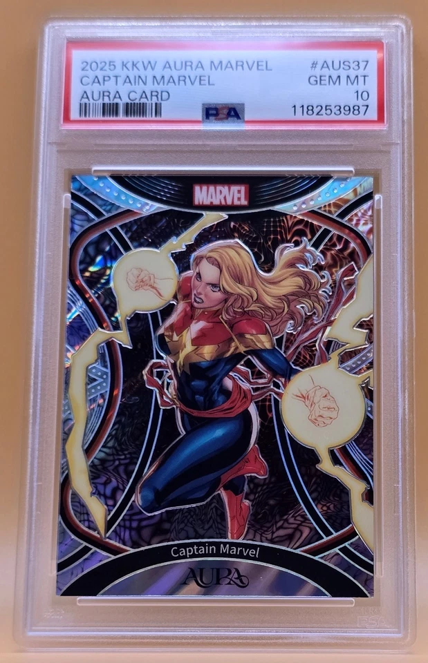 Tarjeta como nueva Captain Marvel PSA 10 Low Pop 1 2025 Kakawow Aura Marvel AM-AUS-37 gema Foto 2 de 4