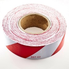 Conspicuity Tape DOT-C2 Reflective Trailer Fluorescent Red White Diagonal Stripe