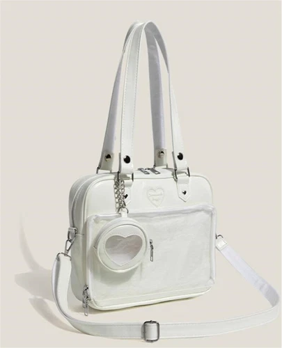 Lolita transparent PU ItaBag shoulder bag handbag JK uniform mailman bag- - Picture 18 of 30