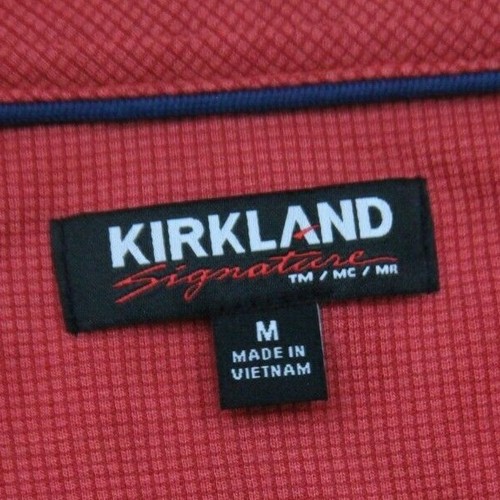 Medium Kirkland Red Men's Man Solid Polo Shirt Short Sleeve Rayon Poly Top P32 - Picture 4 of 5