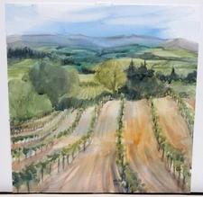 MARGE GRAY "VINEYARD" ORIGINAL WATERCOLOR LANDSCAPE PAINTING