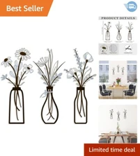 Natural Themed Metal Wall Decor - 3-Piece Set for Elegant Home Aesthetics