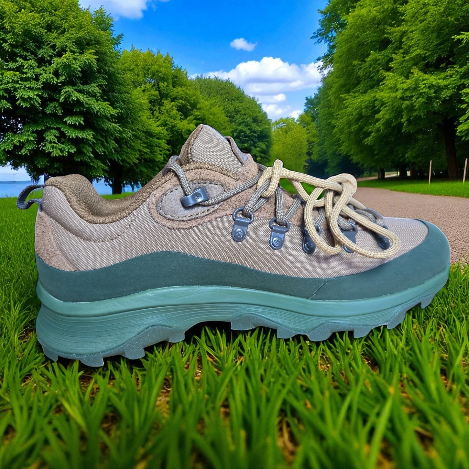 Scarpe da trekking Merrell uomo beige verde Ontario Sp Rs sneakers taglia 10 nuove