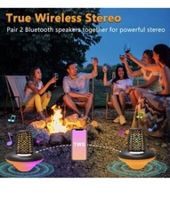 Bluetooth Pool Speaker with LED Flame Light: IP68 Waterproof, HD Stereo Sound, R