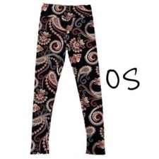 LuLaRoe Womens Leggings OS Black Red Golden Floral Paisley One Size NWT