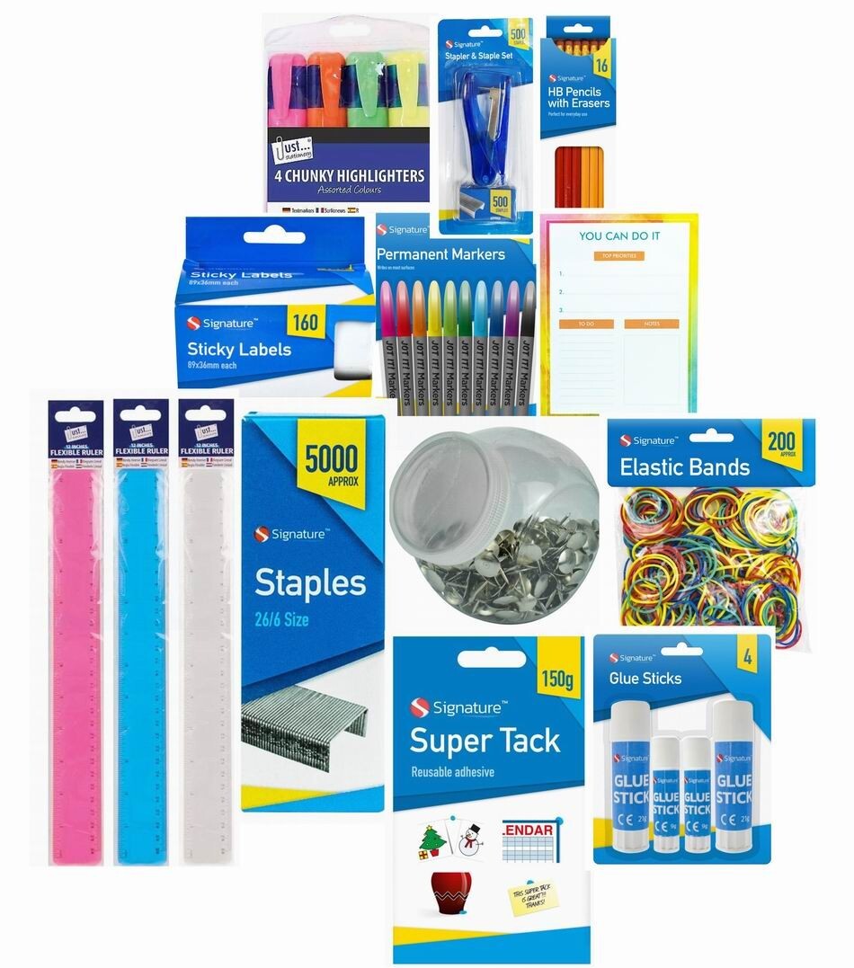 95 Pcs Stationery Set school Marker Pen tack elastic bands pins glue stapler - Picture 14 of 14