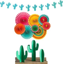 My Mind's Eye Cactus Fiesta Party Supplies & Decoration Kit: Banner Tabletop Fan
