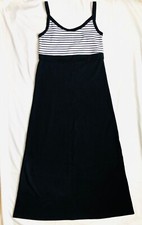 Sabrina Black White Striped Maxi Long Summer Sleeveless A Line Dresses Size S
