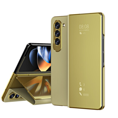 For Samsung Galaxy Z Fold 7/6/5/4/3/2 Magnetic S-View Mirror Plating Stand Case
