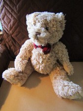 F.A.O. Schwartz Teddy Bear, Plush Sitting,16" w/Plaid Bow TIe EXC COND