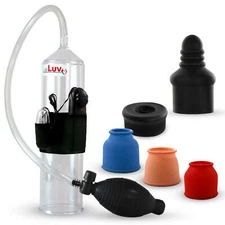 LeLuv Vibrating Penis Pump EasyOp Bgrip with 3 Sleeves, Black, Septum Seals