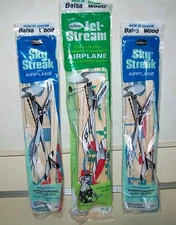NEW  2 Guillow Sky Streak #50 - 1 Jet Stream #55 Airplane Balsa Wood Glider USA