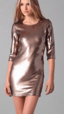 BB Dakota Women's Derora Sequin Mini Cocktail Dress Metallic Champagne Small