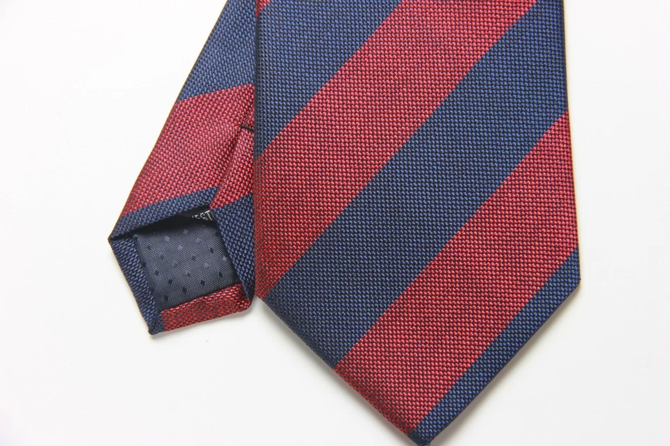 New Classic Striped Red Blue JACQUARD WOVEN 100% Silk Men's Necktie Tie - image 3 of 4