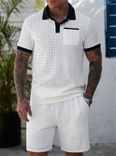 Mens Tracksuit 2-Piece Set Short Sleeve T Shirt Shorts Sweatsuit Outfit Set