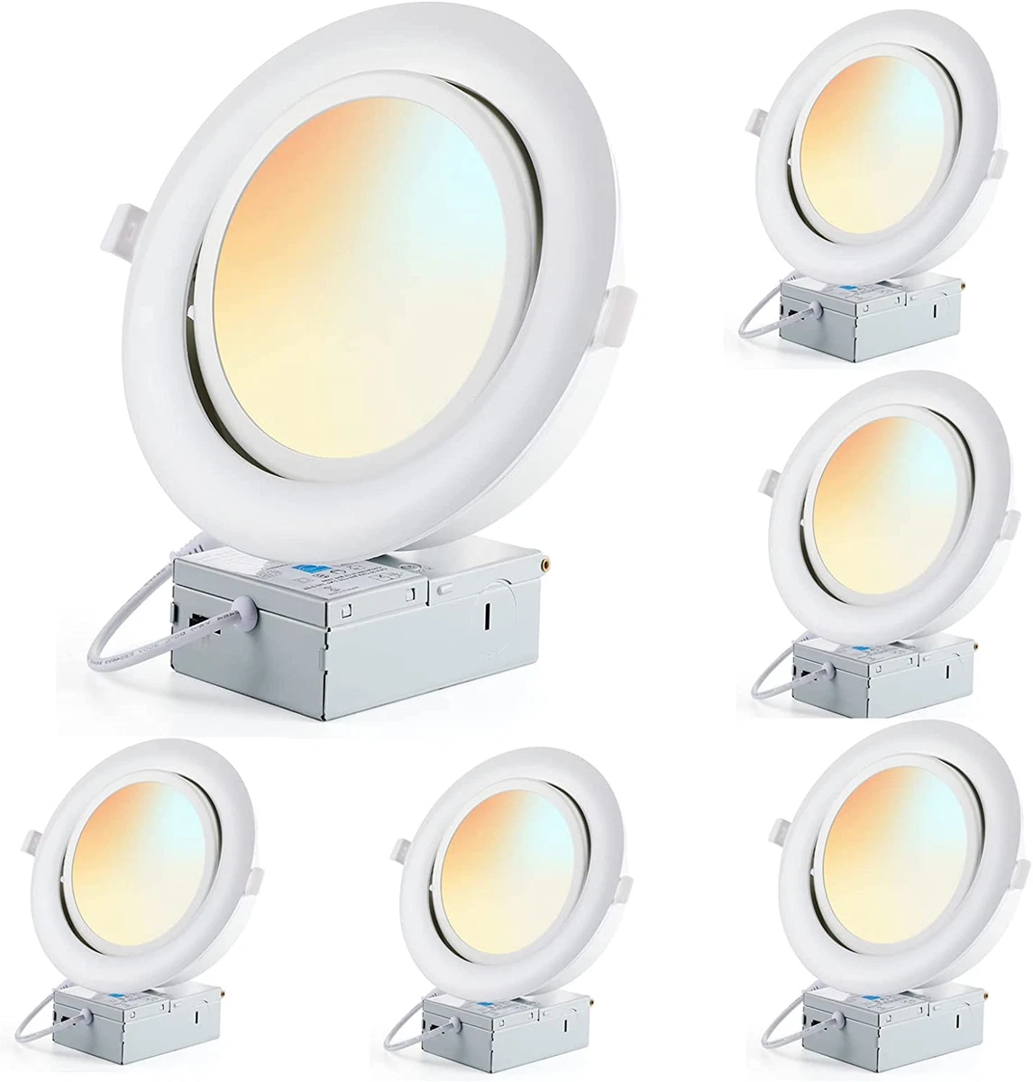 6 Inch LED Recessed Lighting with Junction Box Air Tight Gimbal Downlights 5CCT