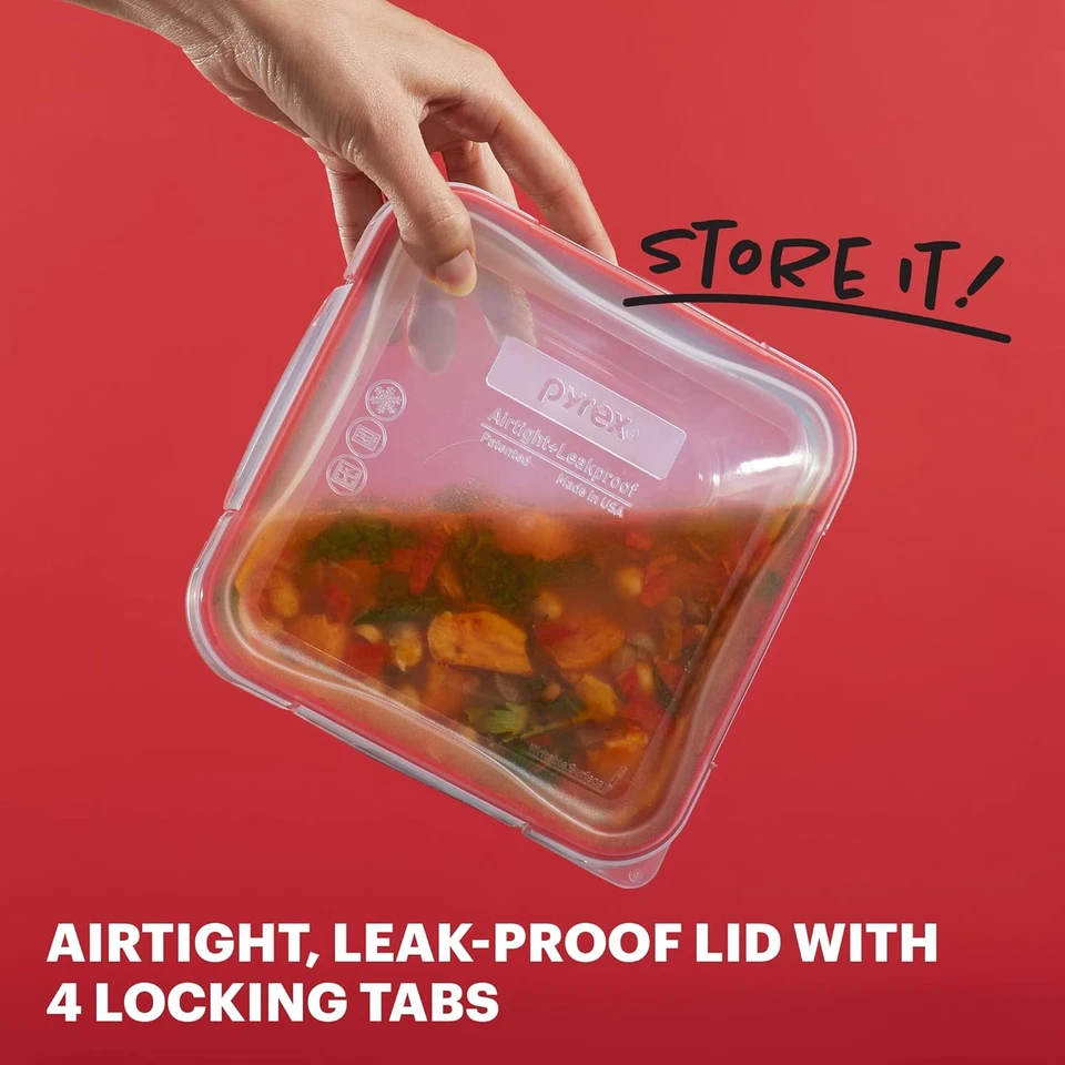 Pyrex Freshlock Glass Food Storage Container, Airtight & Leakproof Locking Lids, - Image 2 of 4