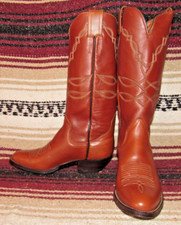 Mens Vintage Sanders Brown Leather Handcrafted Cowboy Boot 6 D NEW In Box